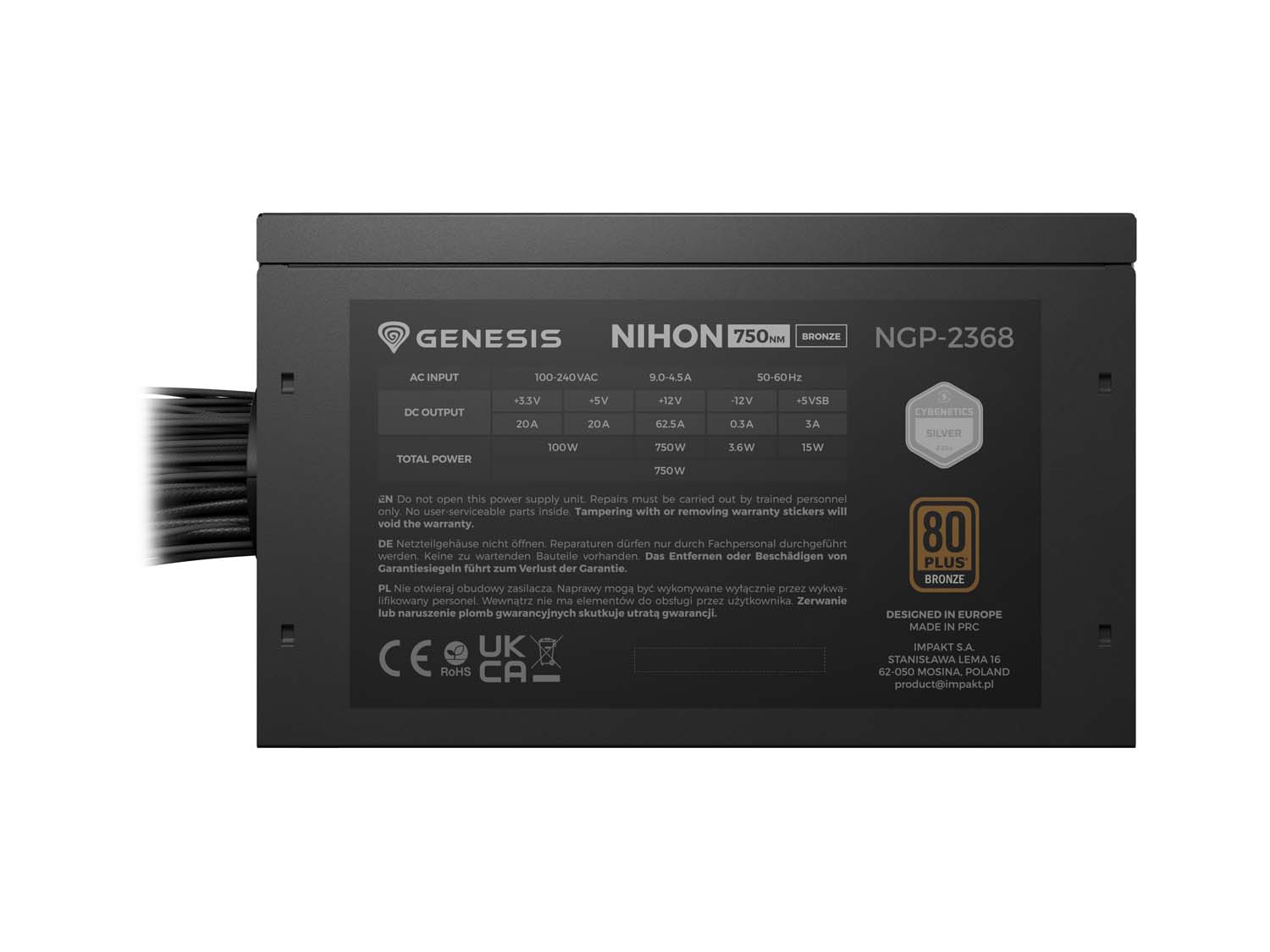 PSU Genesis NIHON 750NM/ 750W/ ATX 3.1/ 80PLUS Bronze/ Retail 