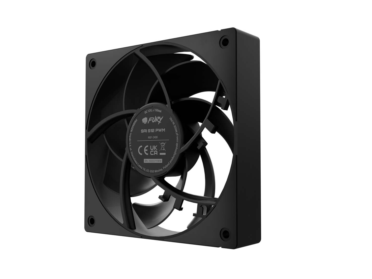 Ventilátor FURY SAI S12 PWM, Čierny 