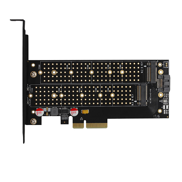 AXAGON PCEM2-D, PCIe x4 - M.2 NVMe M-key + SATA B-key slot adaptér, vr. LP 