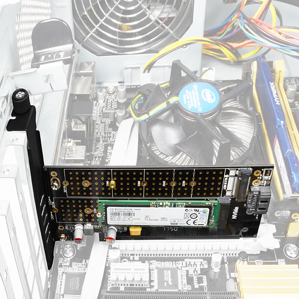 AXAGON PCEM2-D, PCIe x4 - M.2 NVMe M-key + SATA B-key slot adaptér, vr. LP 