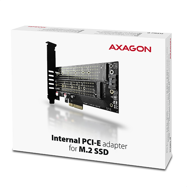AXAGON PCEM2-D, PCIe x4 - M.2 NVMe M-key + SATA B-key slot adaptér, vr. LP 