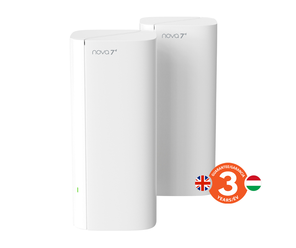 Tenda Nova ME3 Pro (2-pack) WiFi 7 BE3600 Mesh Gigabit systém, router, 6x GLAN/ GWAN, VPN, CZ app 