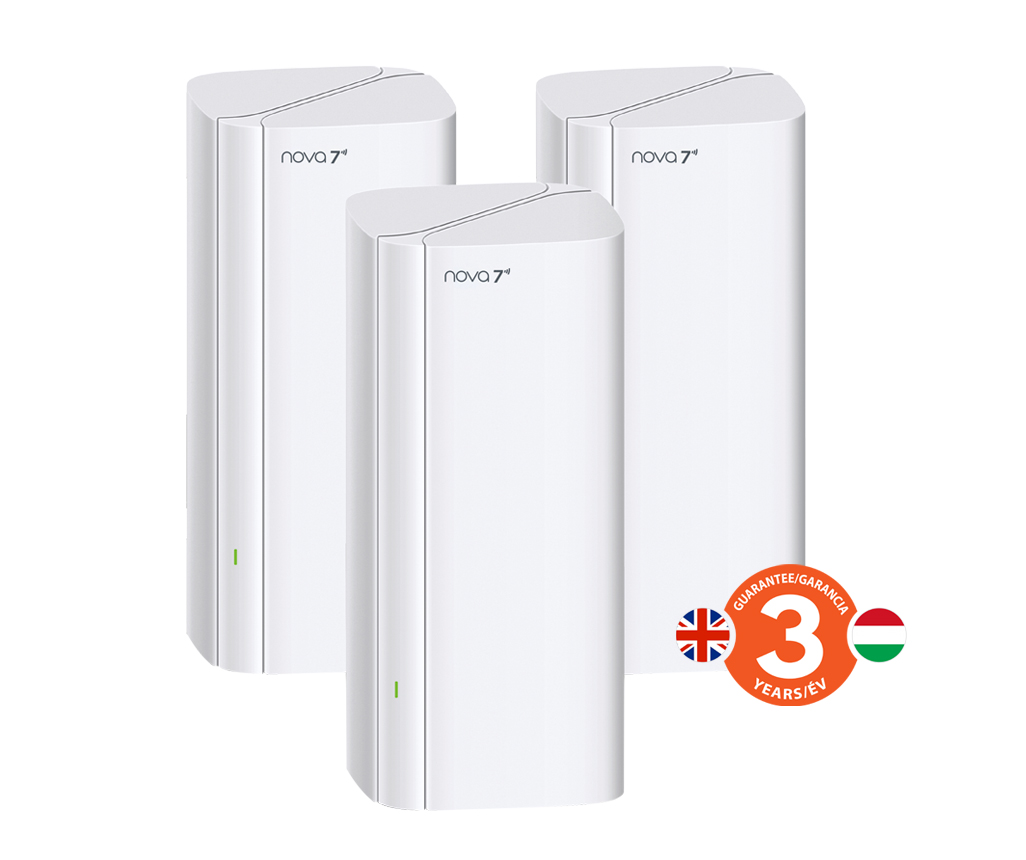 Tenda Nova ME3 Pro (3-pack) WiFi 7 BE3600 Mesh Gigabit systém, router, 9x GLAN/ GWAN, VPN, CZ app 