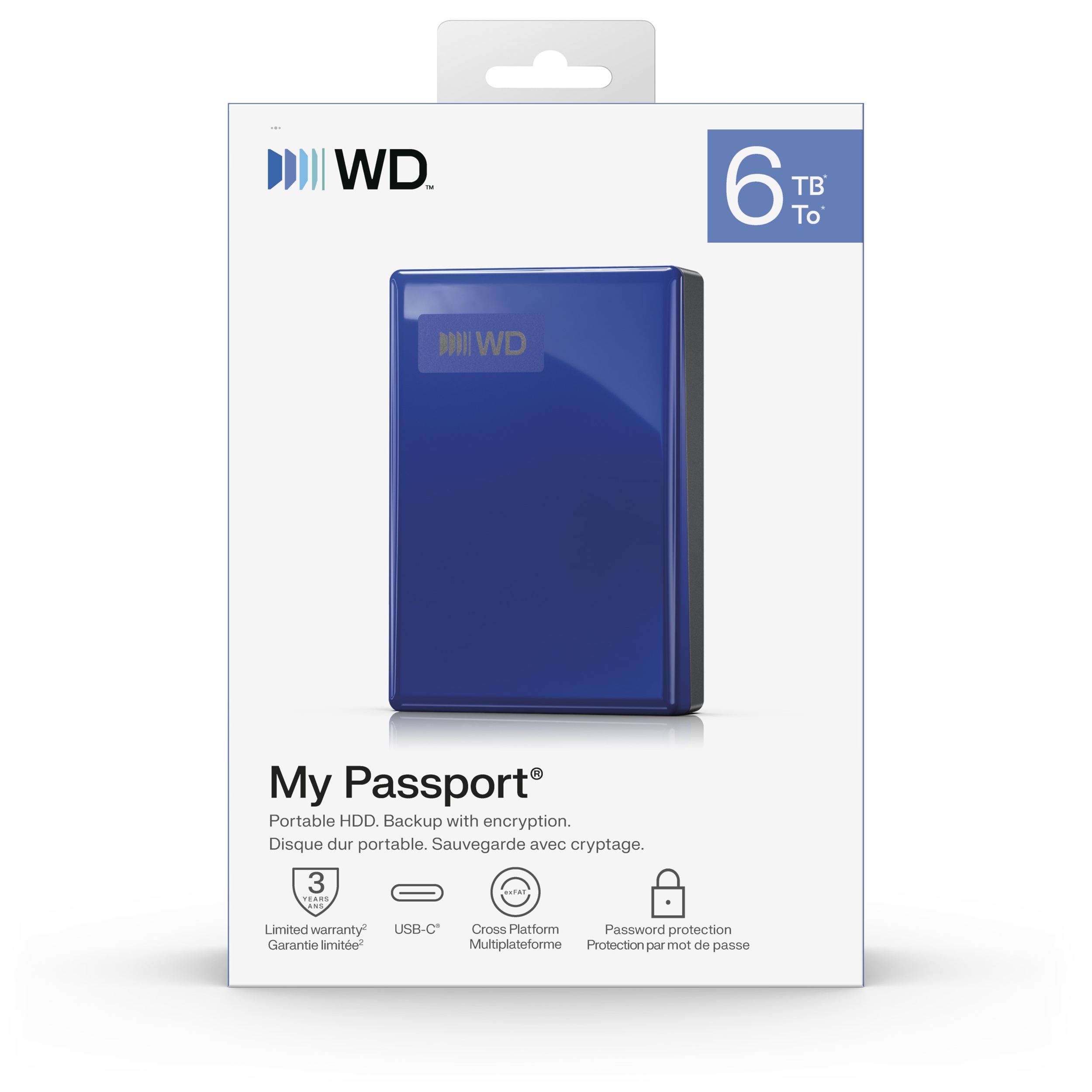 Ext. HDD WD My Passport USB-C 6TB, modrý 