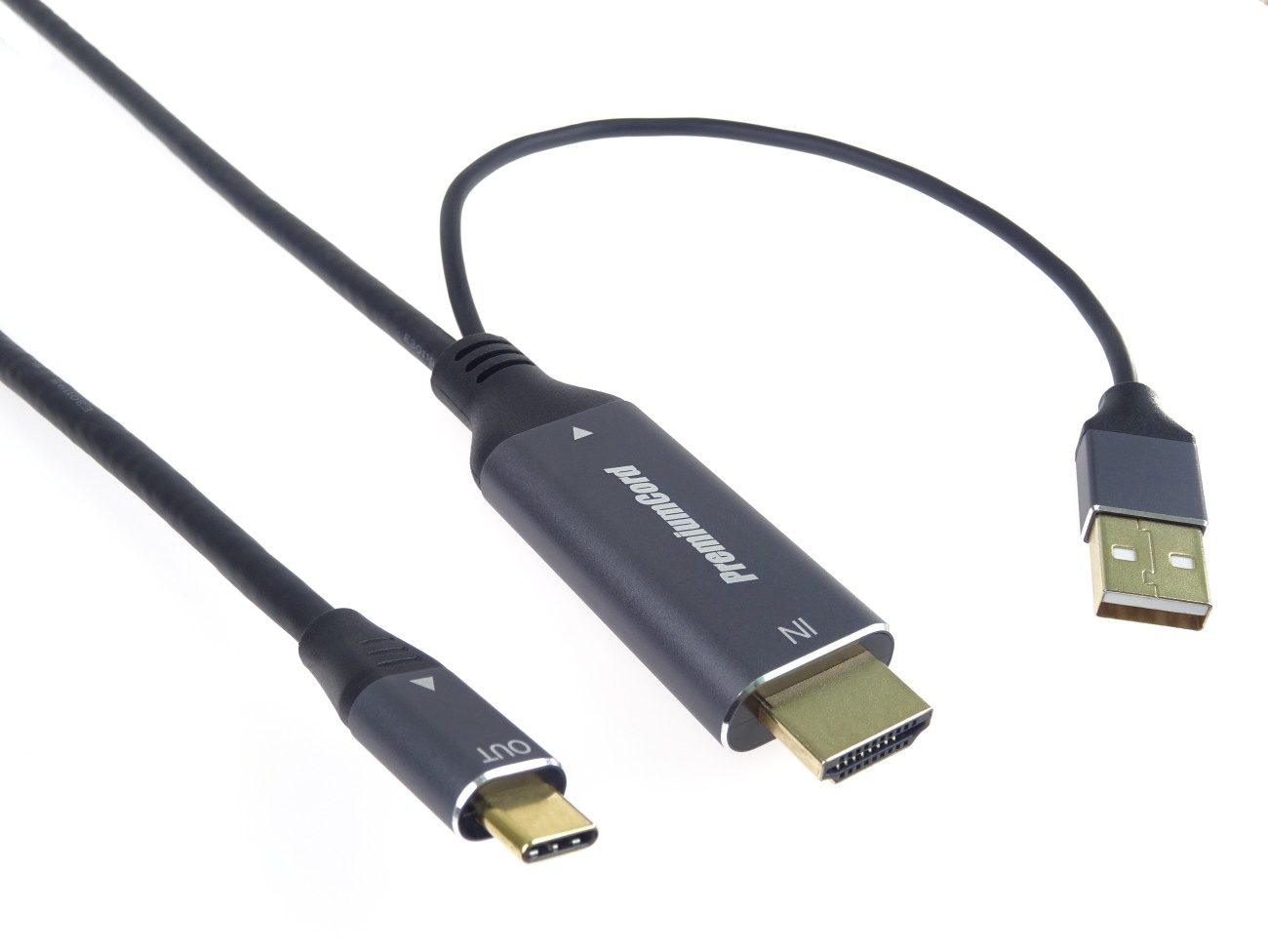 PremiumCord HDMI2.0 na USB-C kábel pre monitory, 2m 