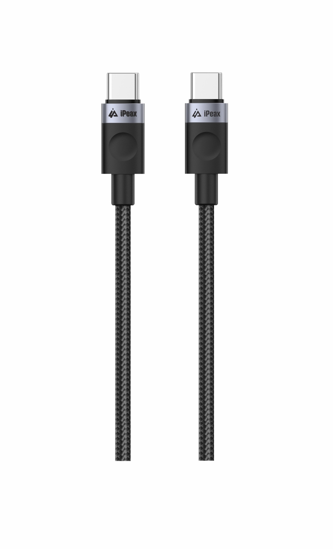 TEXTILNÝ KÁBEL USB-C / USB-C 1M, USB 2.0 ČIERNY 