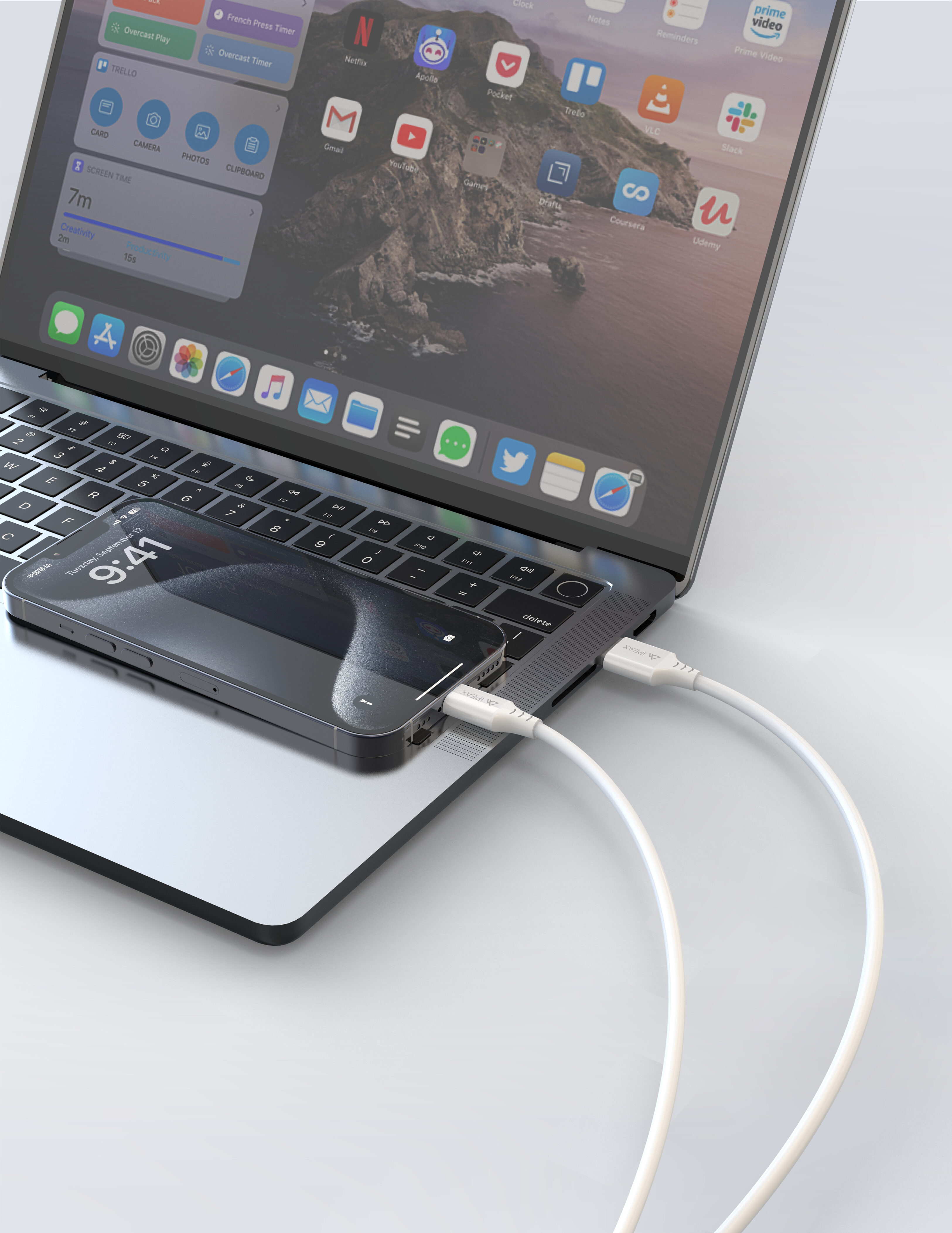 TPU KÁBEL USB-A / LIGHTNING 1, 5M, USB 2.0 BIELÝ 