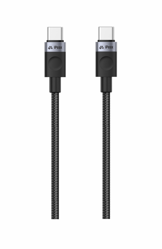 TEXTILNÝ KÁBEL USB-C / USB-C 1, 5M, USB 2.0 ČIERNY 
