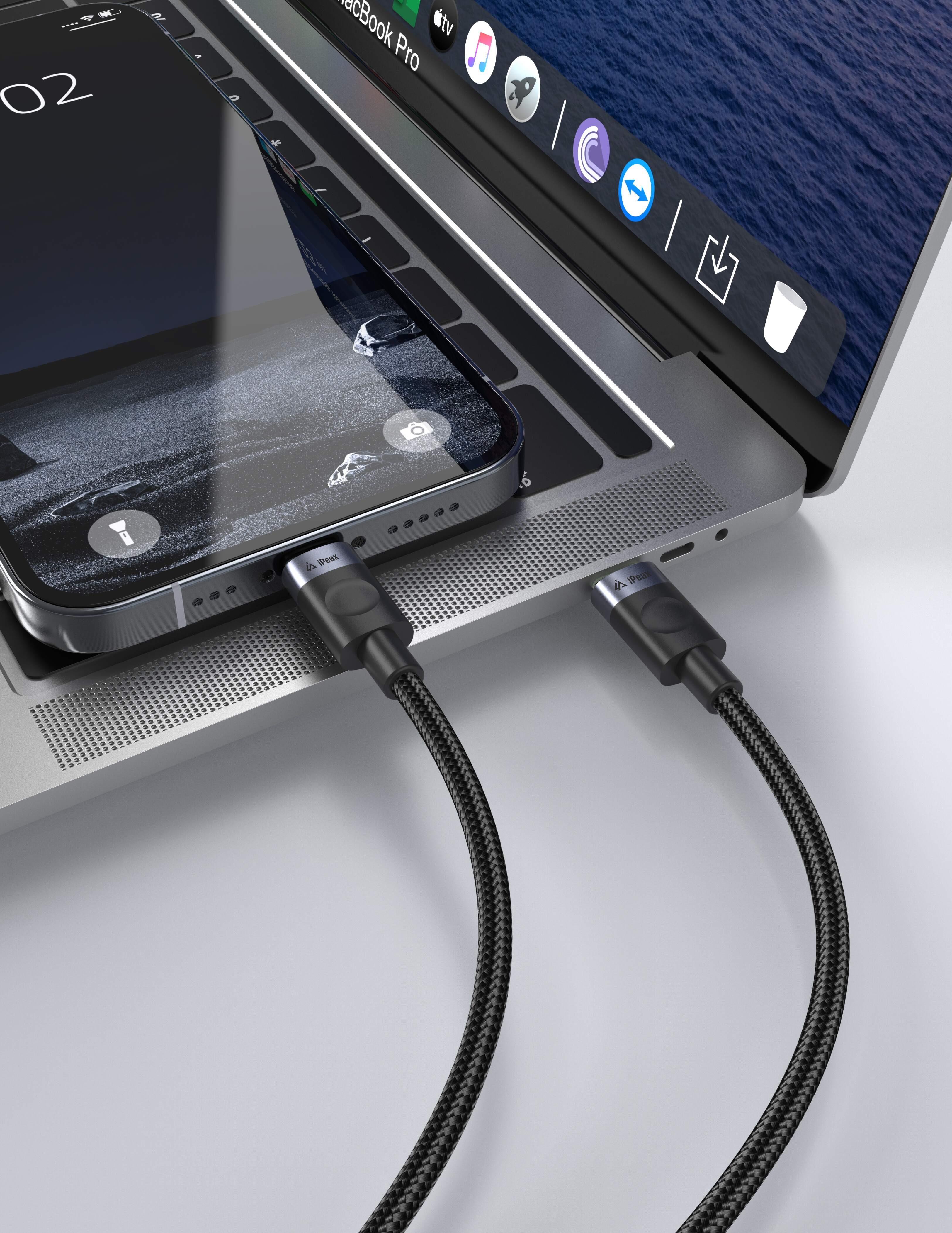 TEXTILNÝ KÁBEL USB-C / USB-C 1, 5M, USB 2.0 ČIERNY 