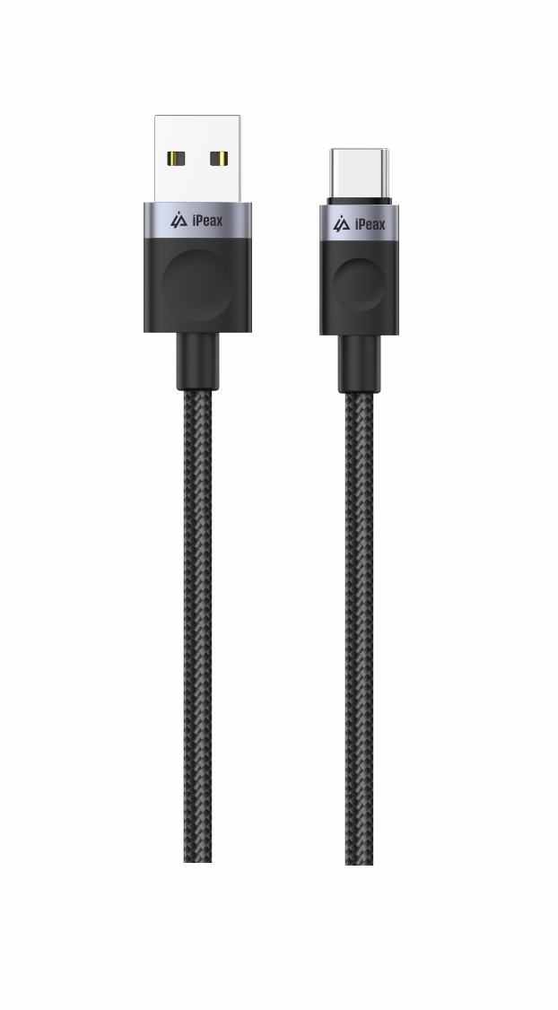 TEXTILNÝ KÁBEL USB-A / USB-C 1, 5M, USB 2.0 ČIERNY 
