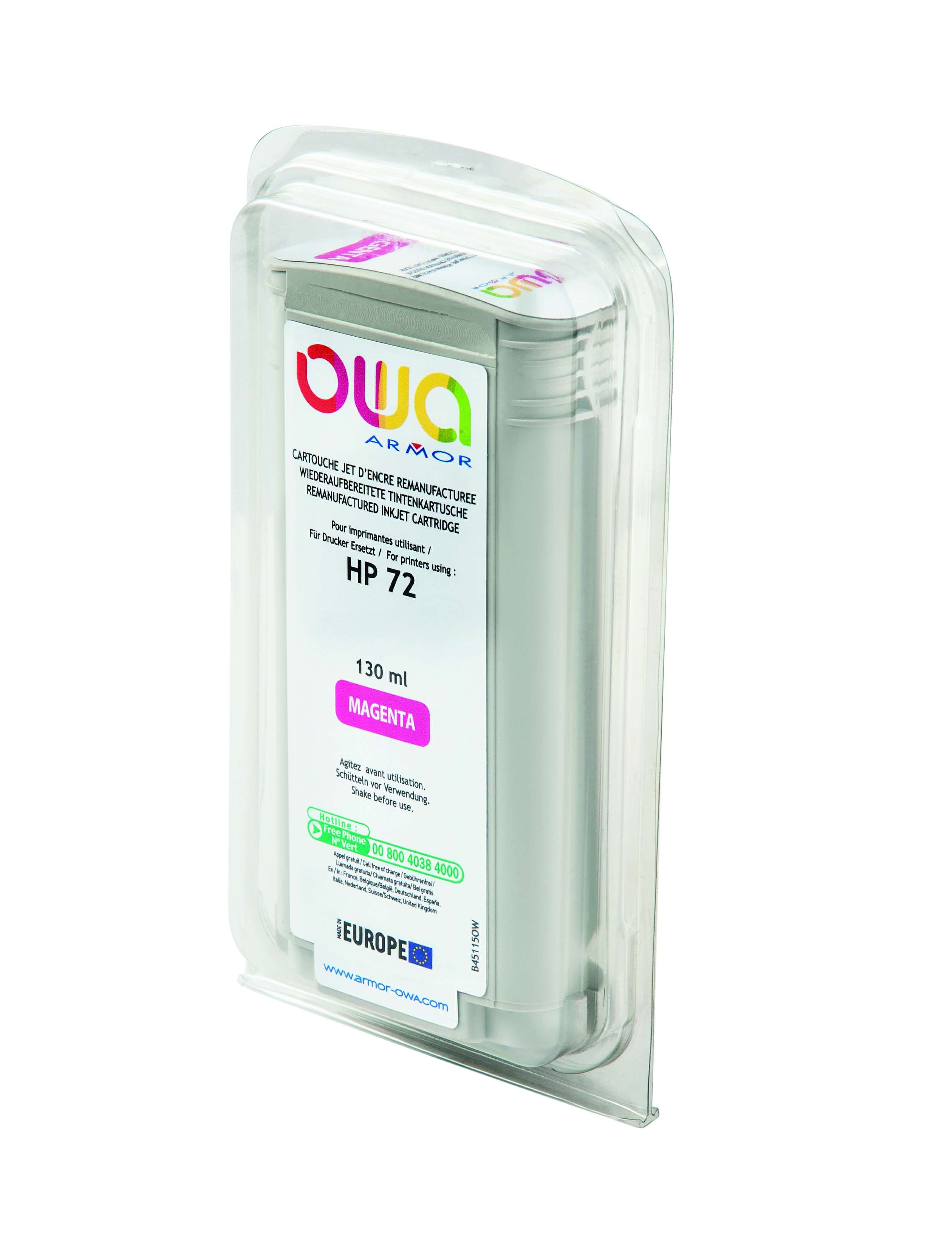 OWA Armor ink-jet kompatibilný s magenta HP DJ T1100, 130ml, kom.s C9372A