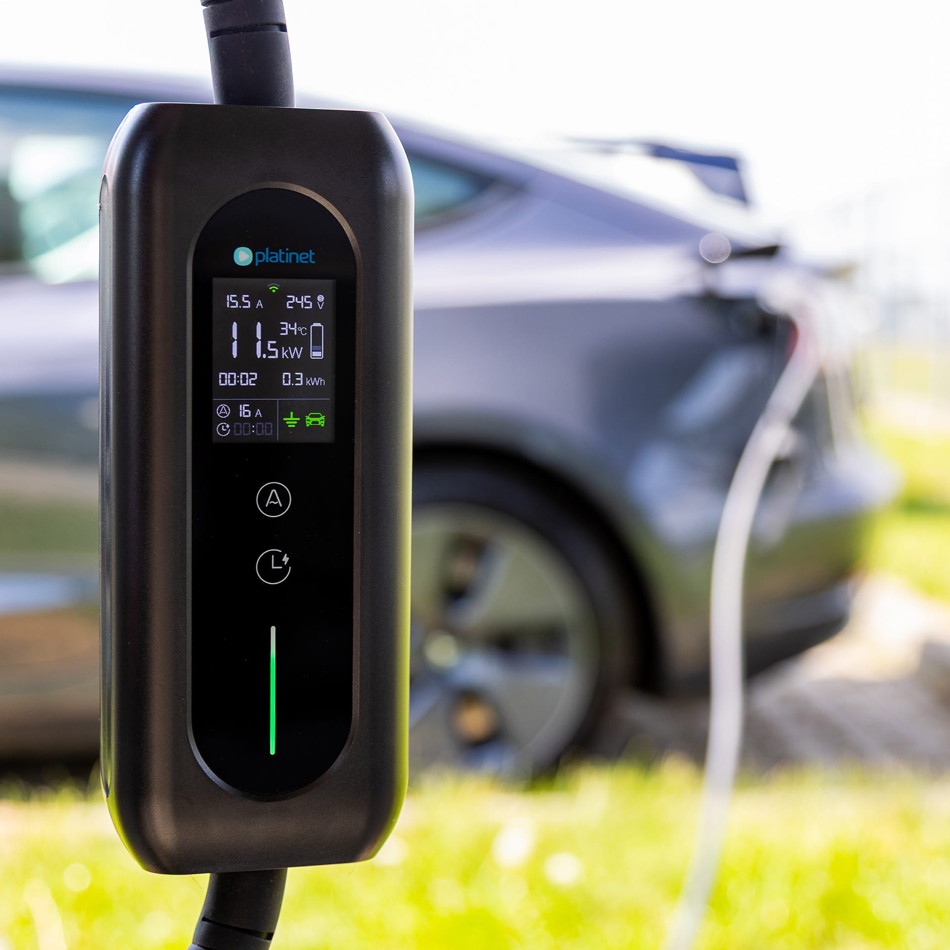 Platinet Smart prenosná EV nabíjačka PPCW5M11 11kW (16A), Wi-Fi, CEE 5-pin/ Type 2, dĺžka 5m, čierna 