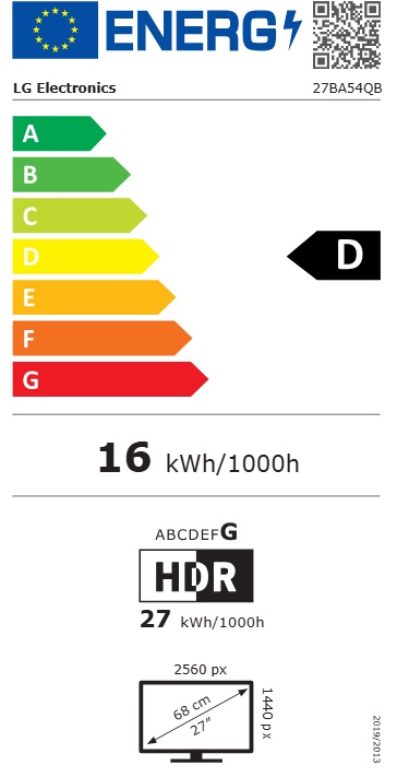 LG/ 27BA54QB-T/ 27"/ IPS/ QHD/ 75Hz/ 5ms/ Čierna/ 2R 
