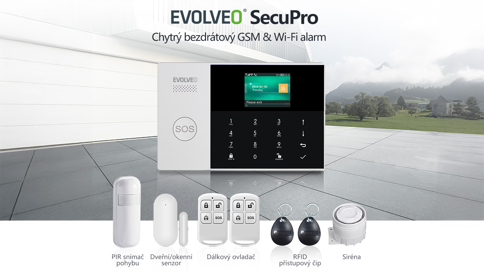 EVOLVEO SecuPro2, šikovný bezdrôtový GSM&Wi-Fi zabezpečovací systém 