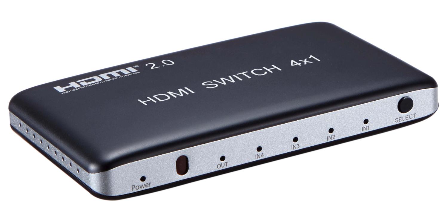 PremiumCord HDMI switch 4:1, plastový, diaľkové ovl. 