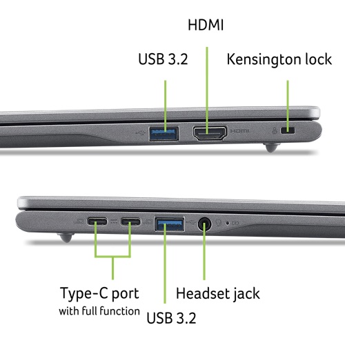 Acer Chromebook Plus 516/ CB516-1HT-38G2/ 3-100U/ 16"/ WUXGA/ T/ 8GB/ 256GB/ Intel int/ Chrome/ Gray/ 2R 