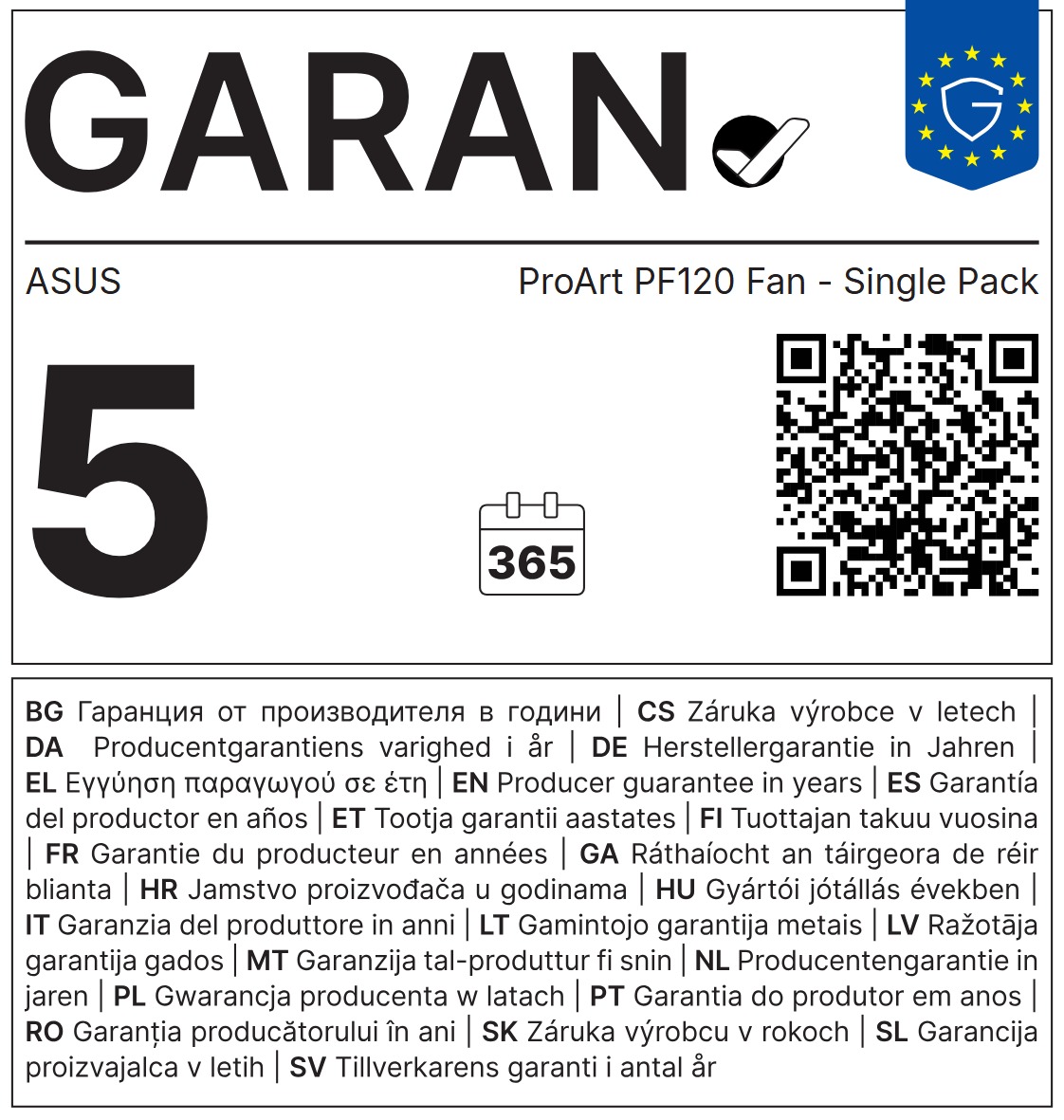 Asus PROART PF120 FAN PWM BLACK 