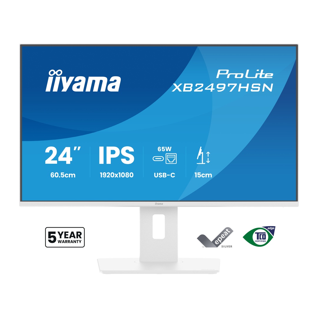 24" iiyama XB2497HSN-W1: IPS, FHD, USB-C, RJ45, HAS 