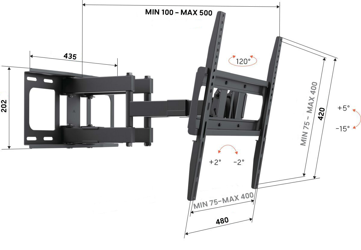 Vogel"s UP 4053, dvojité rameno pre TV 32-65", 40 kg, VESA do 400x400 