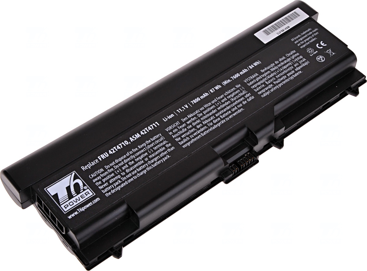 Batéria T6 Power Lenovo ThinkPad T410, T420, T510, T520, L410, L420, L510, 7800mAh, 87Wh, 9cell