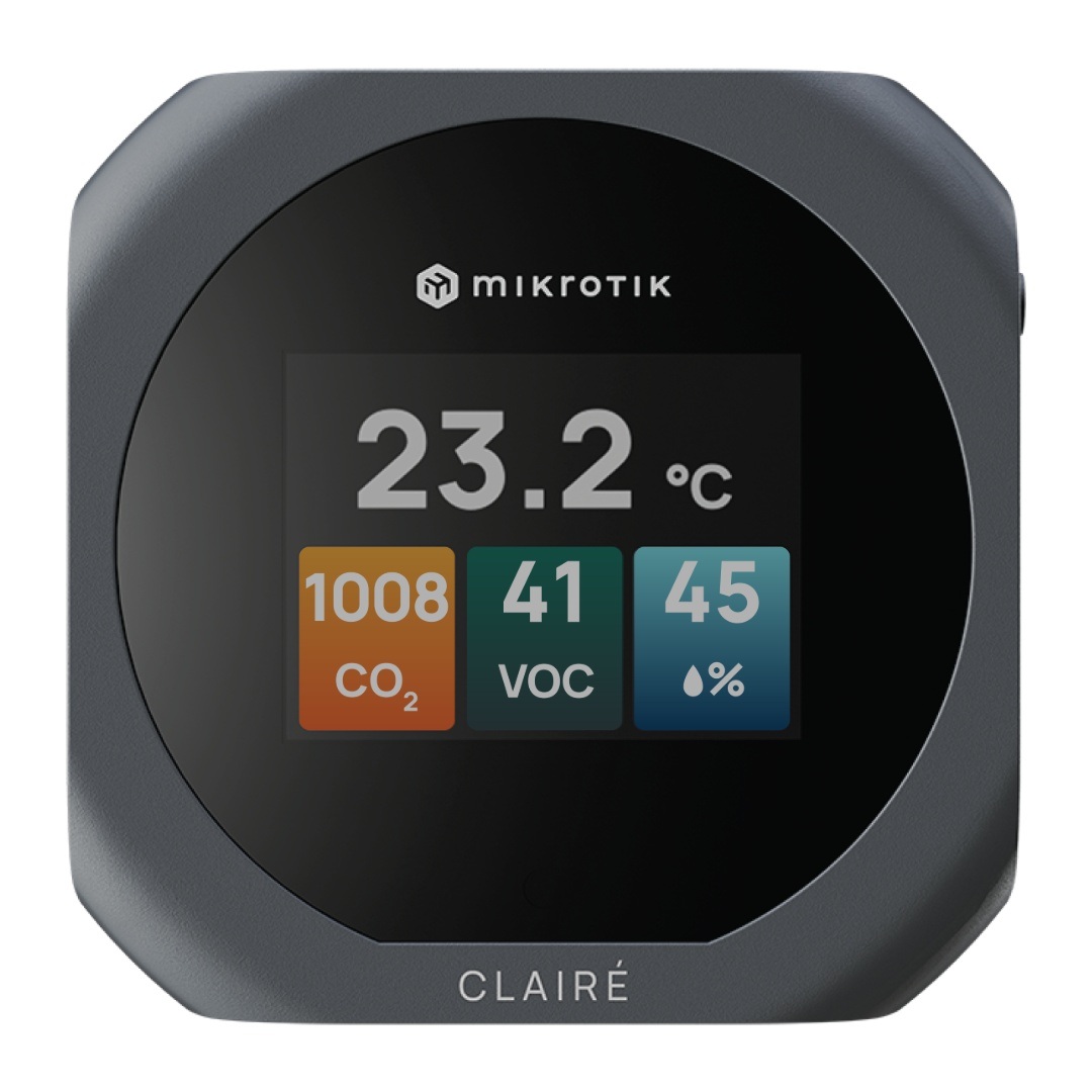 Mikrotik IAQM-THC2V-G, Claire lite - Air Quality Monitor, CO2, Temp, RH, VOC, sivá 