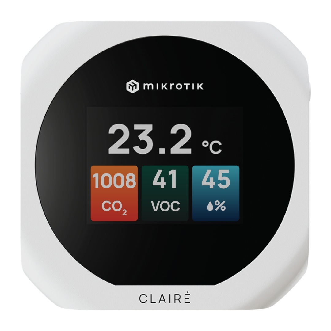 Mikrotik IAQM-THC2V-W, Claire lite - Air Quality Monitor, CO2, Temp, RH, VOC, biela 