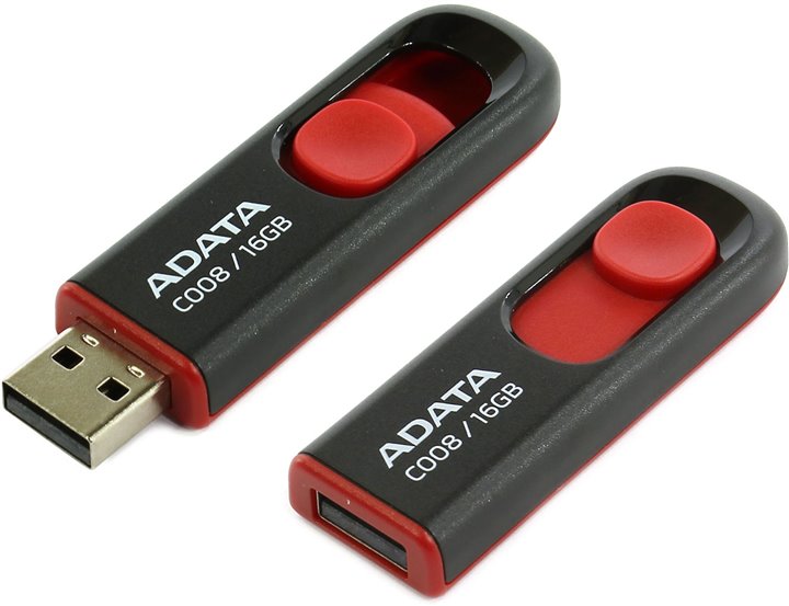 ADATA C008/ 16GB/ USB 2.0/ USB-A/ Červená
