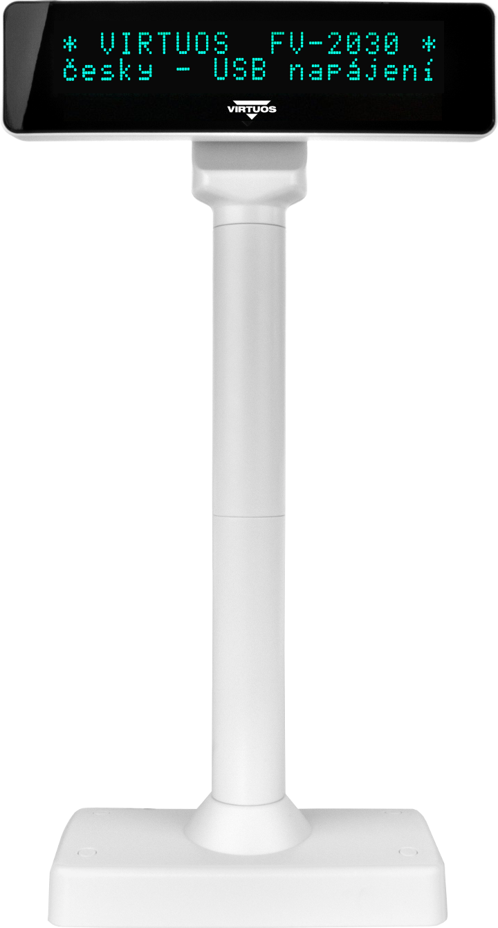 VFD zák.displej FV-2030W 2x20, 9mm, USB, bílý