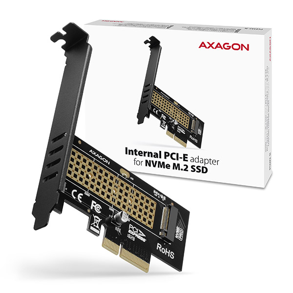 AXAGON PCEM2-N, PCIe x4 - M.2 NVMe M-key slot adaptér, vr. LP