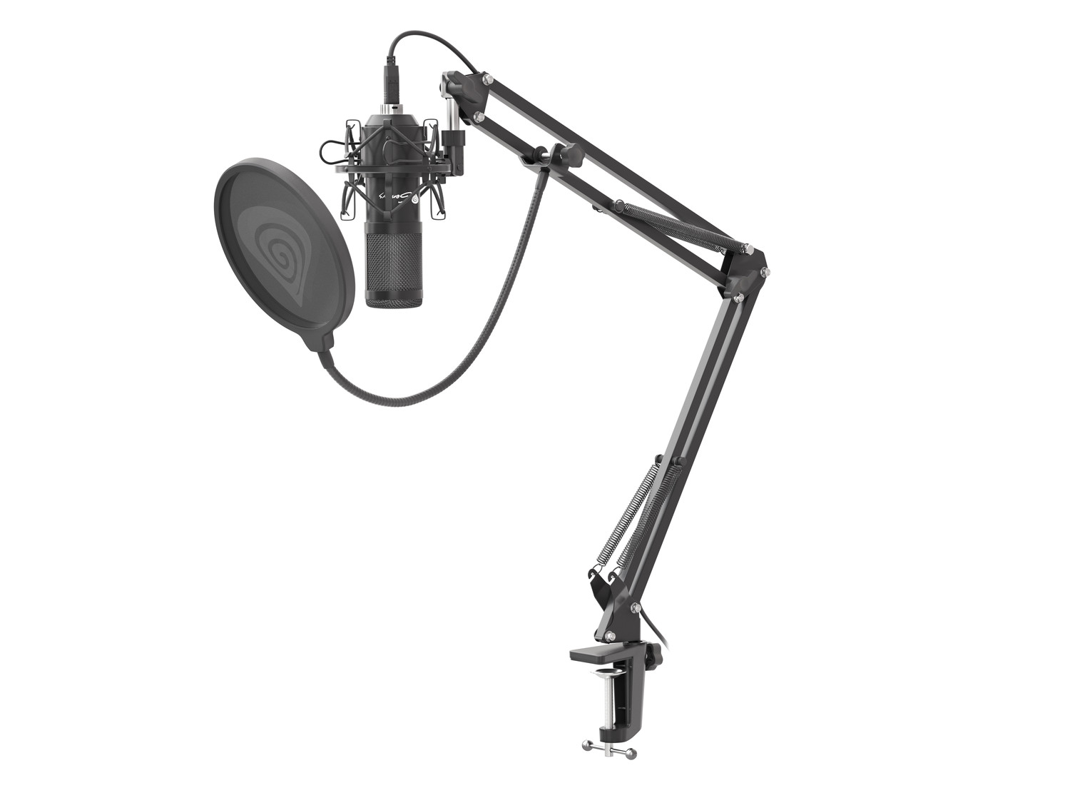 Streamovací mikrofón Genesis Radium 400, USB, kardioidná polarizácia, ohybné rameno, pop-filter