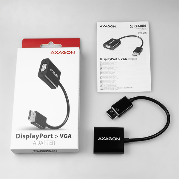 AXAGON RVD-VGN, DisplayPort -> VGA redukcia / adaptér, FullHD, 1920*1200 