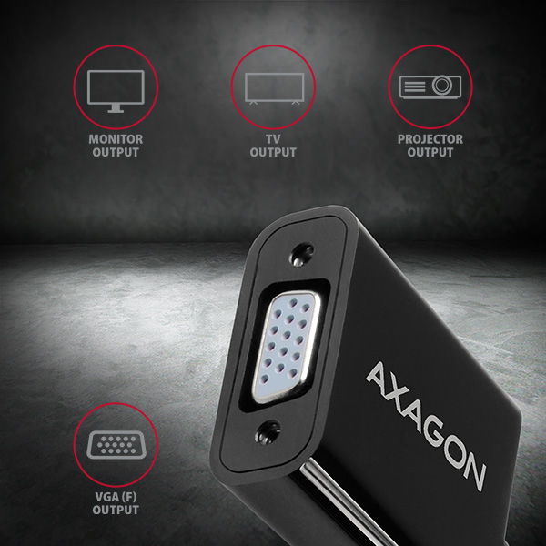 AXAGON RVH-VGN, HDMI -> VGA redukcia / adaptér, FullHD, 1920 * 1200 