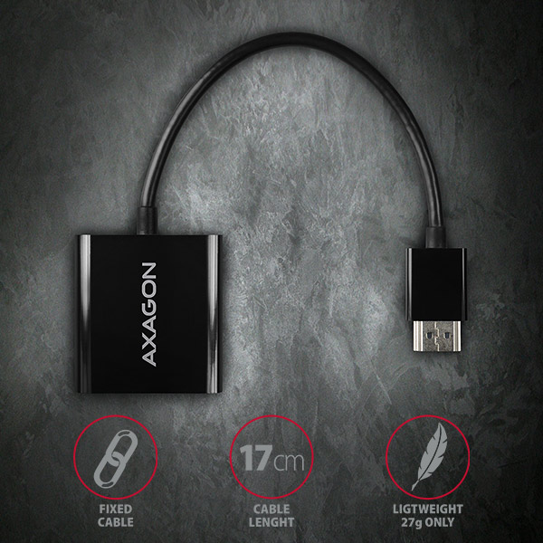 AXAGON RVH-VGN, HDMI -> VGA redukcia / adaptér, FullHD, 1920 * 1200 