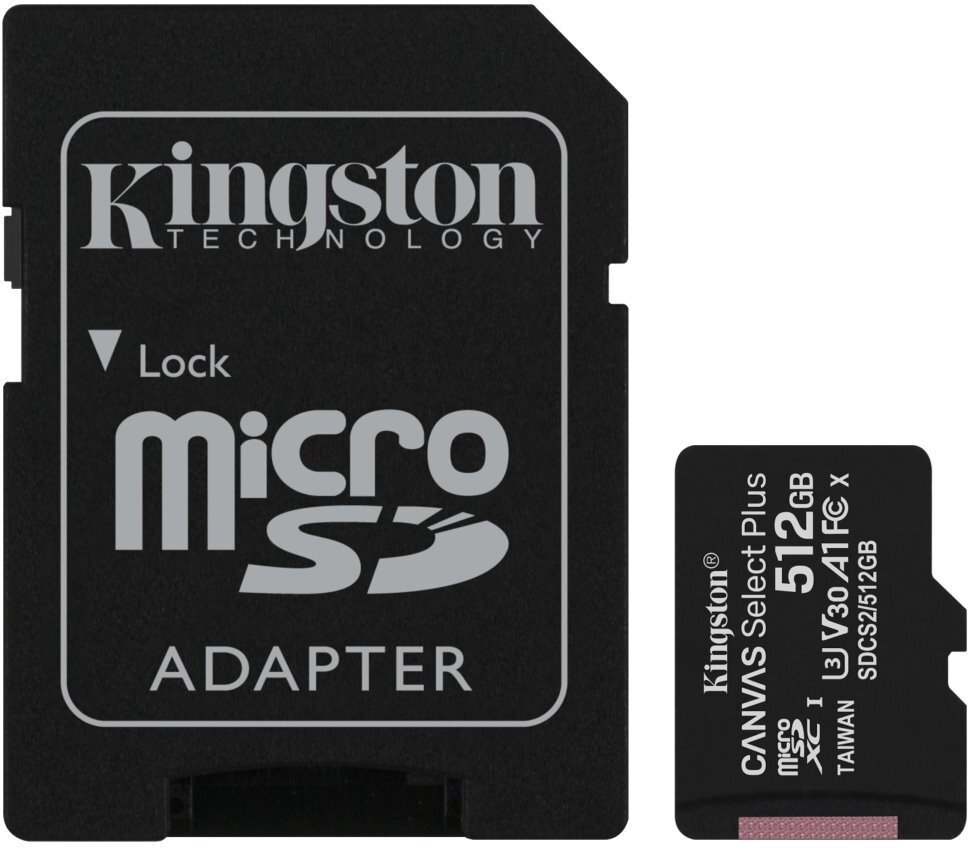 Kingston CANVAS SELECT PLUS/ micro SDXC/ 512GB/ 100MBps/ UHS-I U3 / Class 10/ + Adaptér