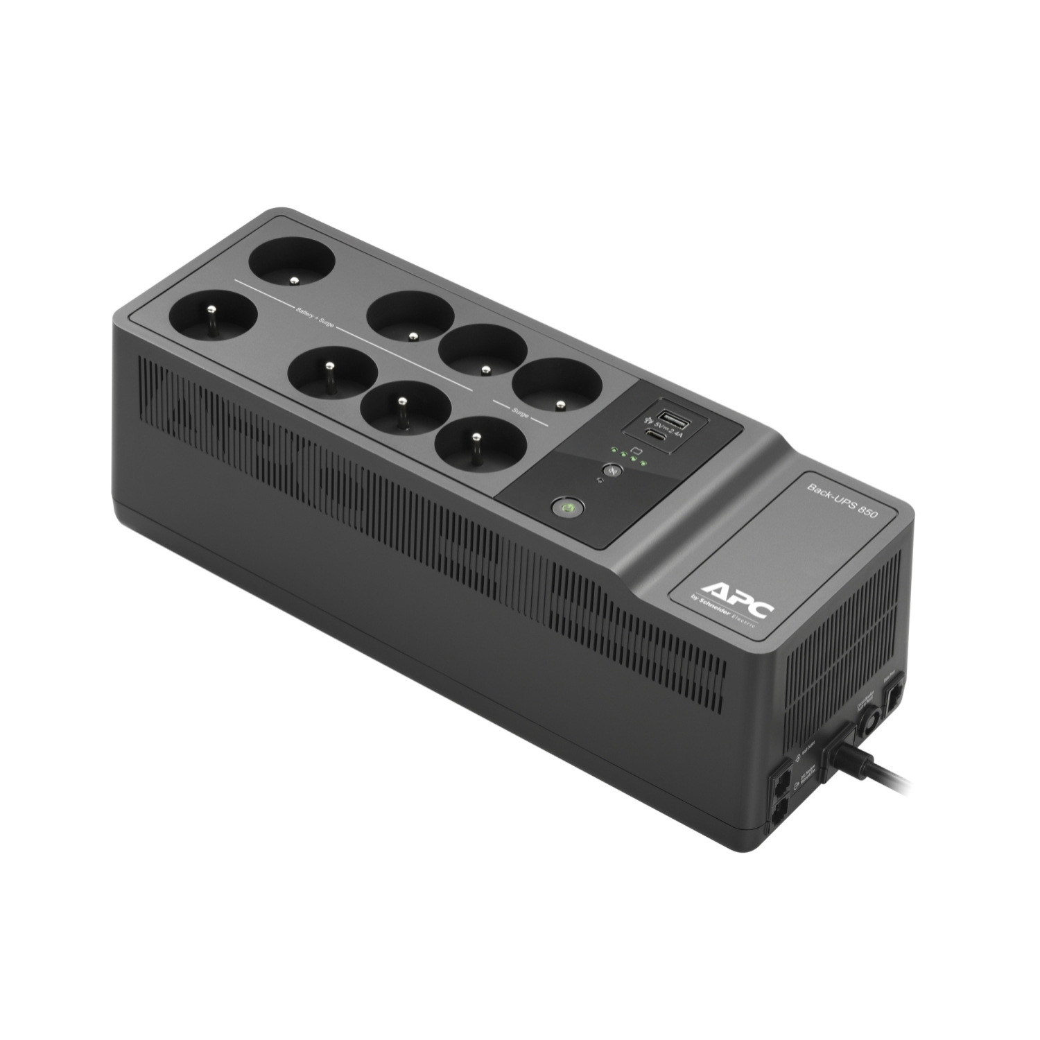 APC Back-UPS 850VA (Cyberfort III.), 230V, USB Type-C a charging ports, BE850G2-FR