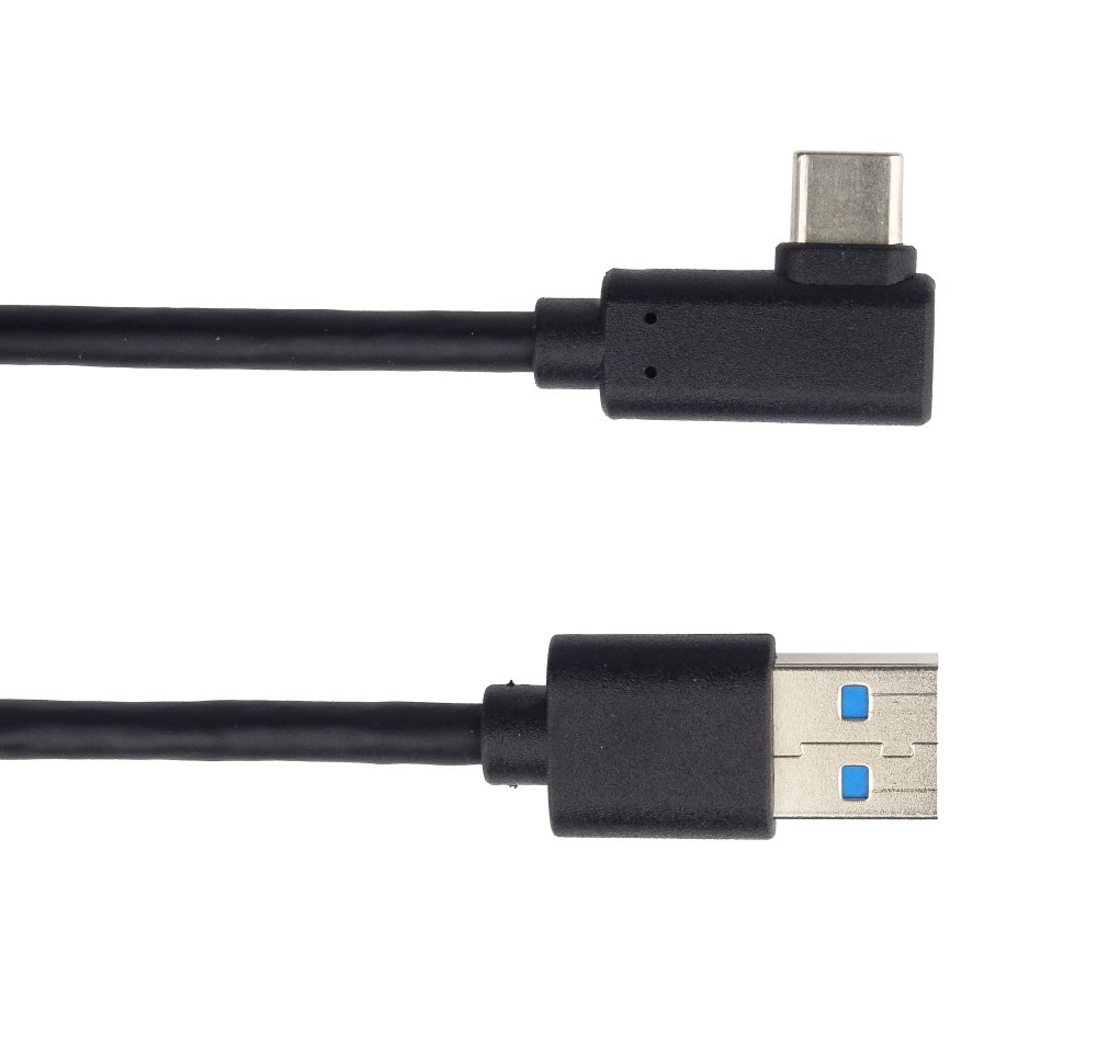 PremiumCord Kábel USB typ C/ M zahnutý konektor 90 ° - USB 3.0 A/ M, 50cm