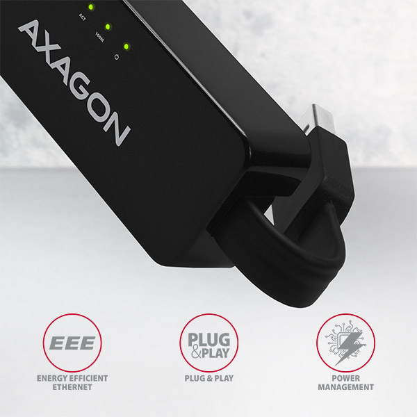 AXAGON ADE-XR, USB 2.0 - Fast Ethernet sieťová karta, auto inštal, čierna 