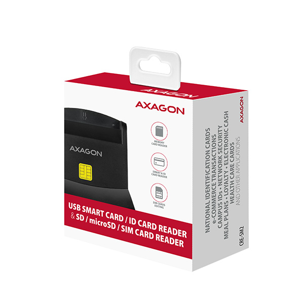 AXAGON CRE-SM2, USB-A StandReader 4-slot čítačka Smart card (eObčanka) + SD/ microSD/ SIM, kábel 1.3 m 