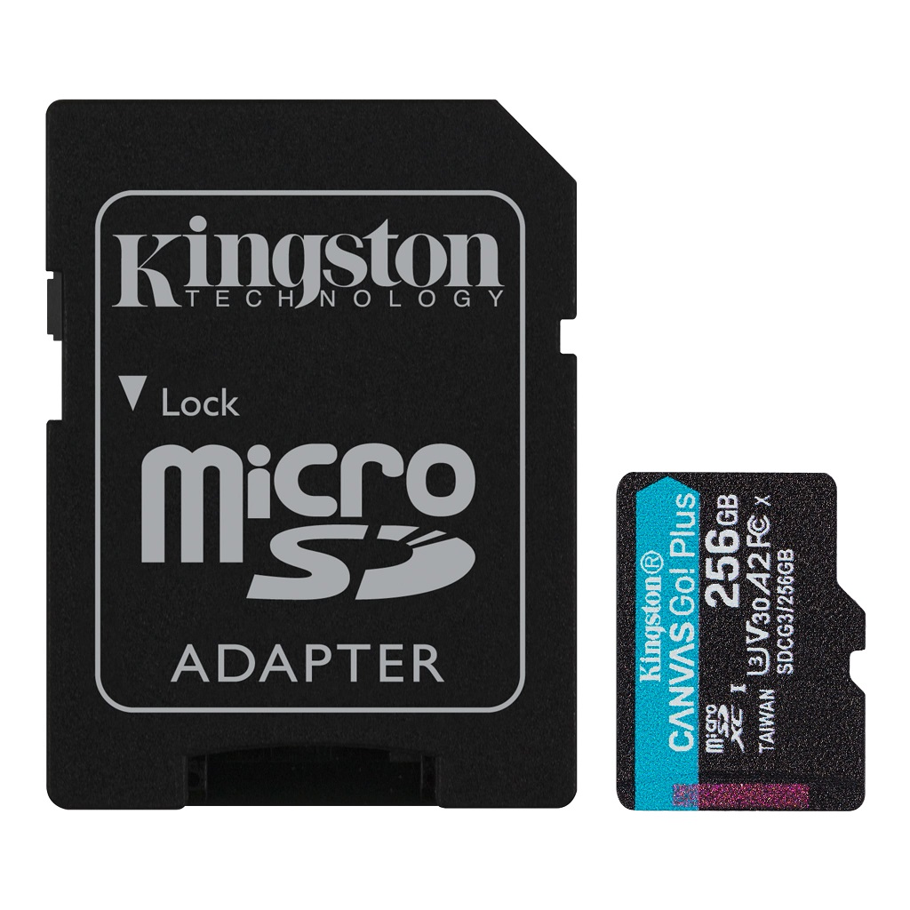 Kingston Canvas Go Plus A2/ micro SDXC/ 256GB/ 170MBps/ UHS-I U3/ Class 10/ + Adaptér