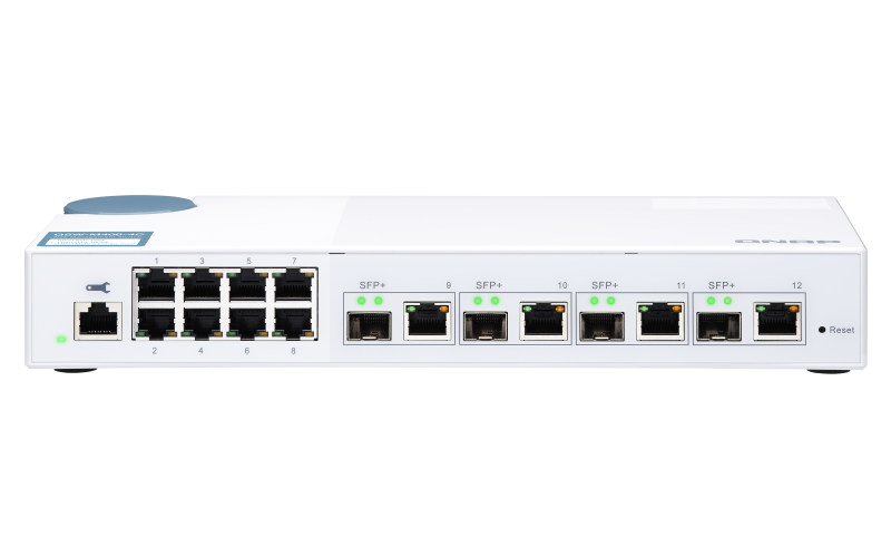 QNAP riadený switch QSW-M408-4C (12 portov: 8x Gigabit port + 4x 10G SFP+ / 10GbE kombo porty)