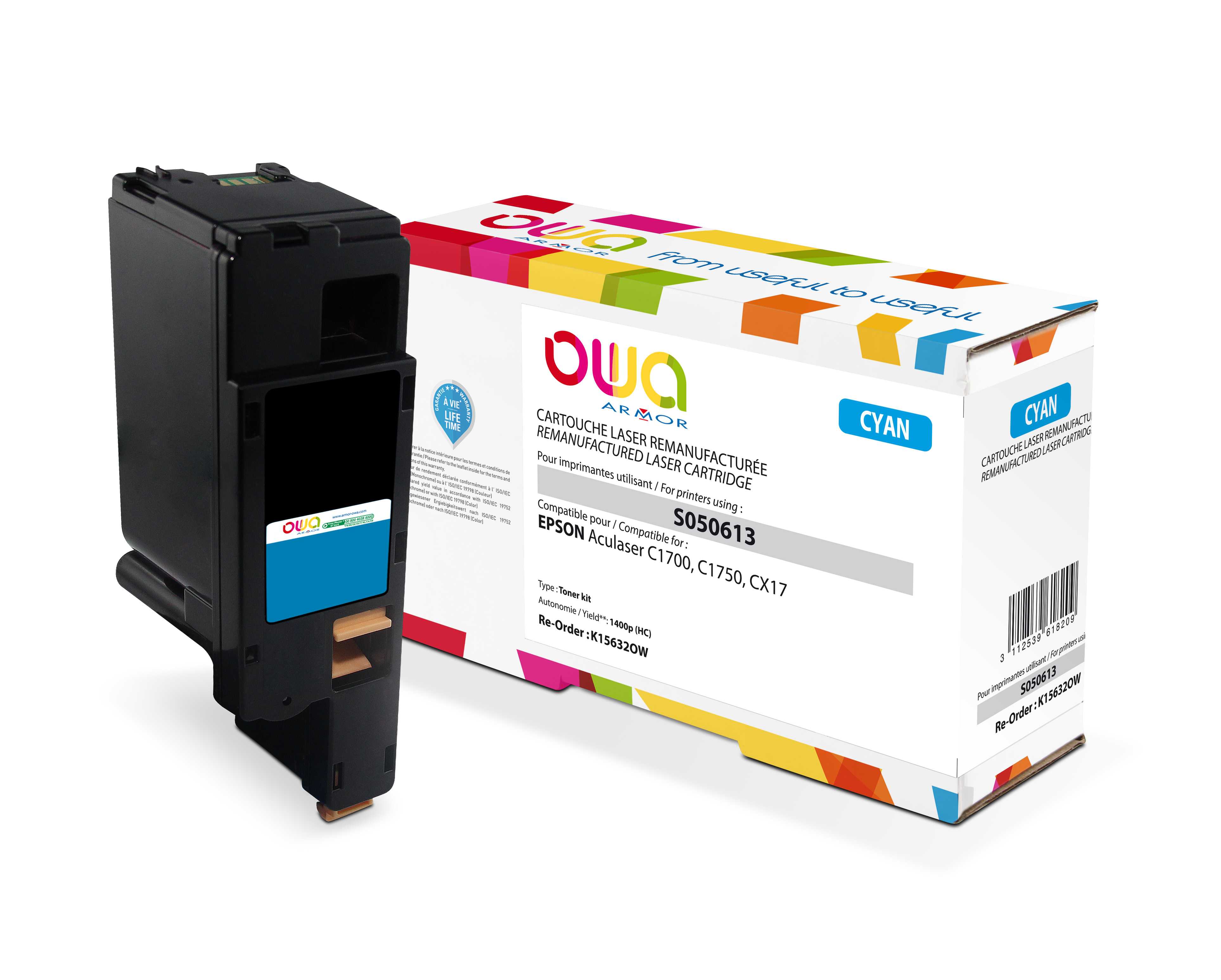 OWA Armor toner pre EPSON AL C1700,  C1750,  CX17,  1400 strán,  C13S050613,  modrá/ kyanová