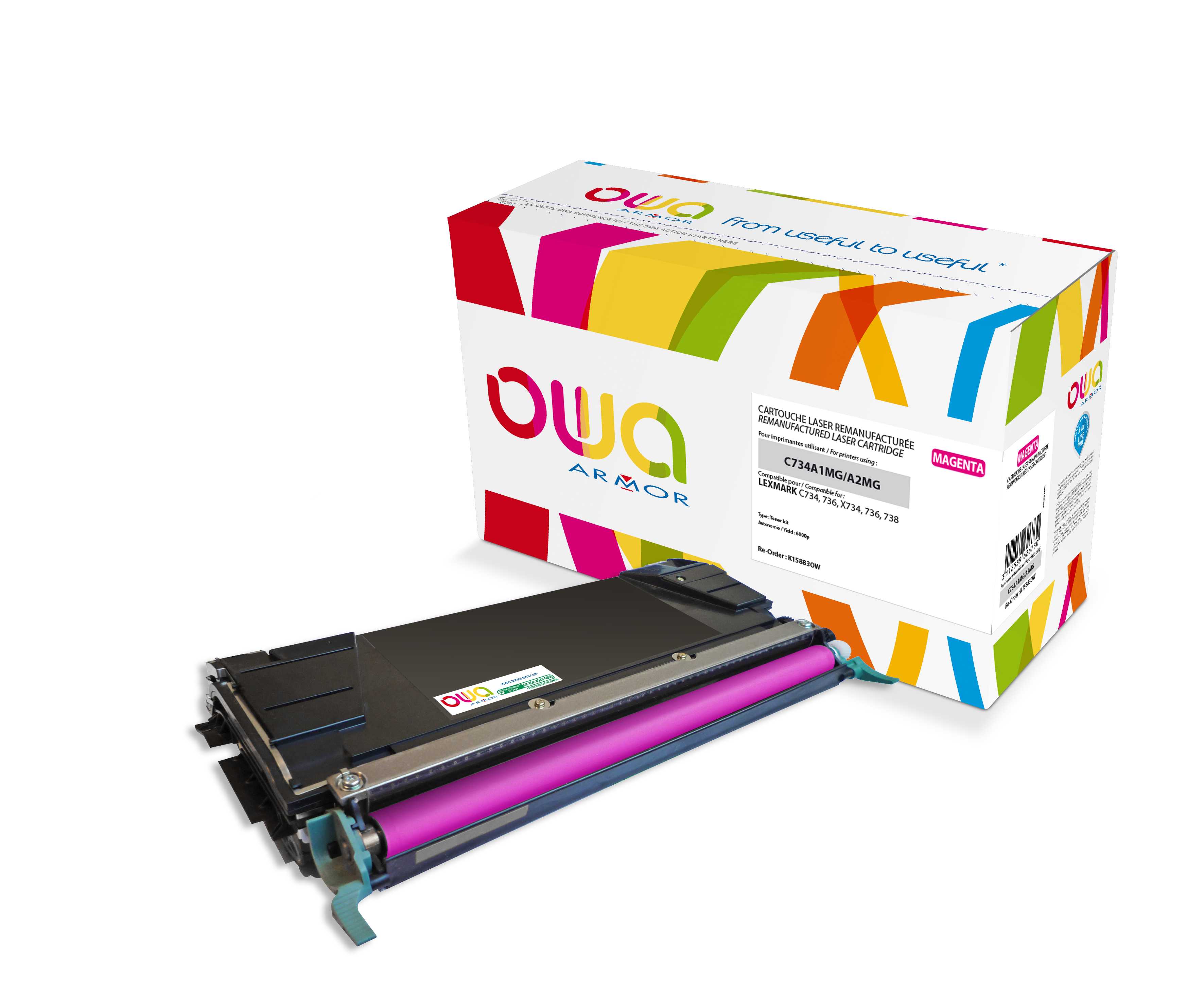 OWA Armor toner kompatibilný s Lexmark C734A1MG, 6000st, červená/ magenta