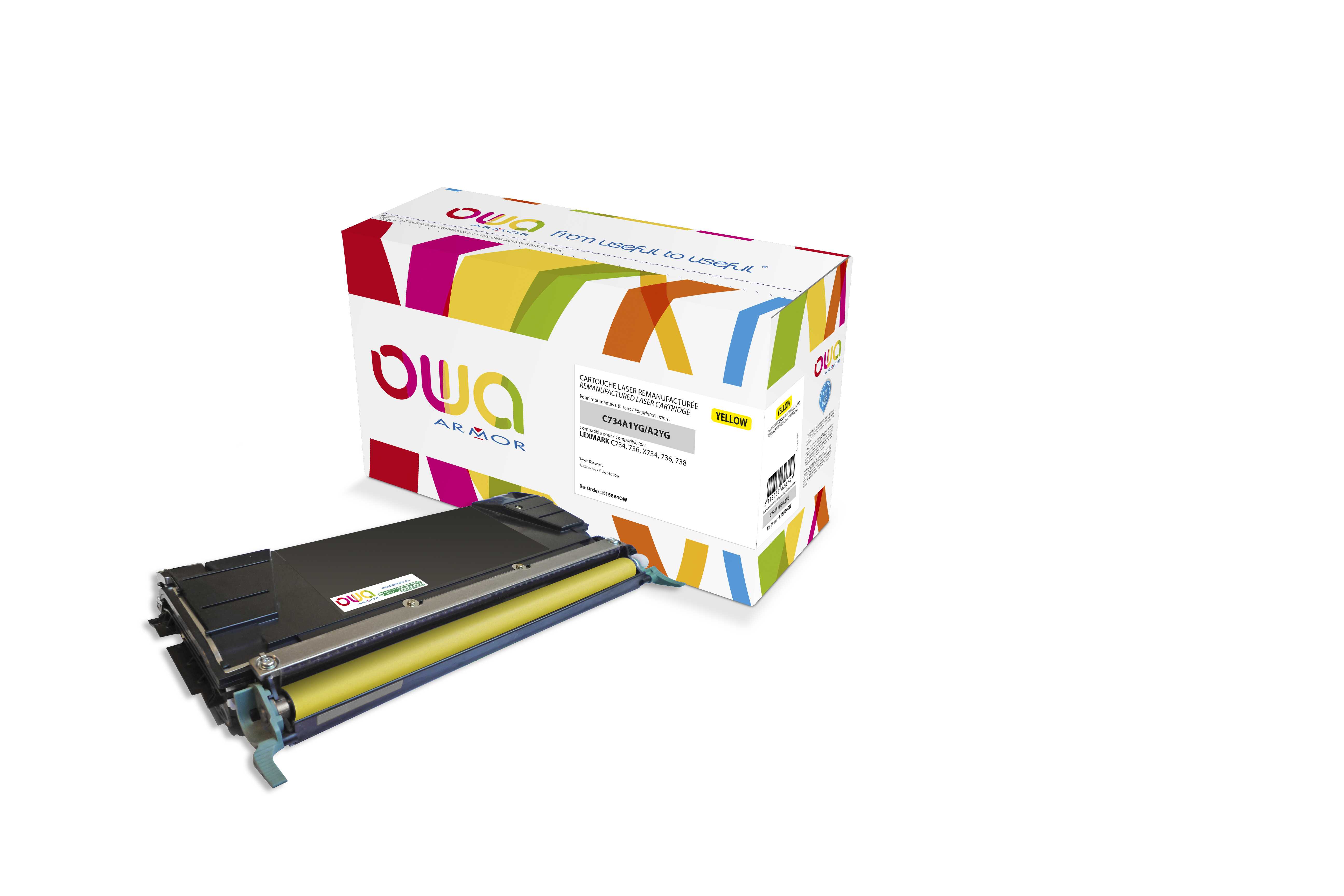 OWA Armor toner kompatibilný s Lexmark C734A1YG, 6000st, žltá/ yellow