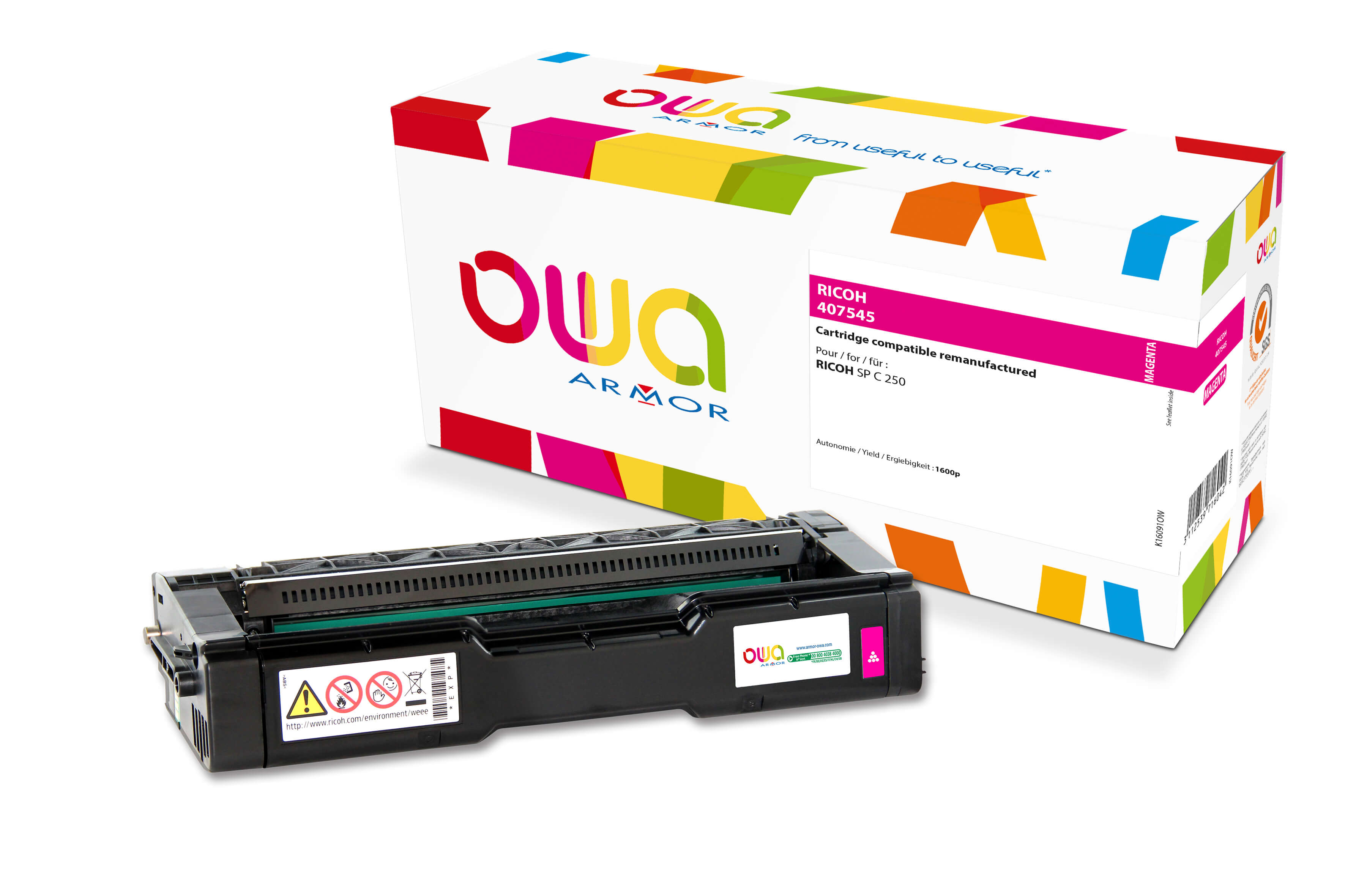 OWA Armor toner kompatibilný s RICOH 407545, 1600st, červená/ magenta