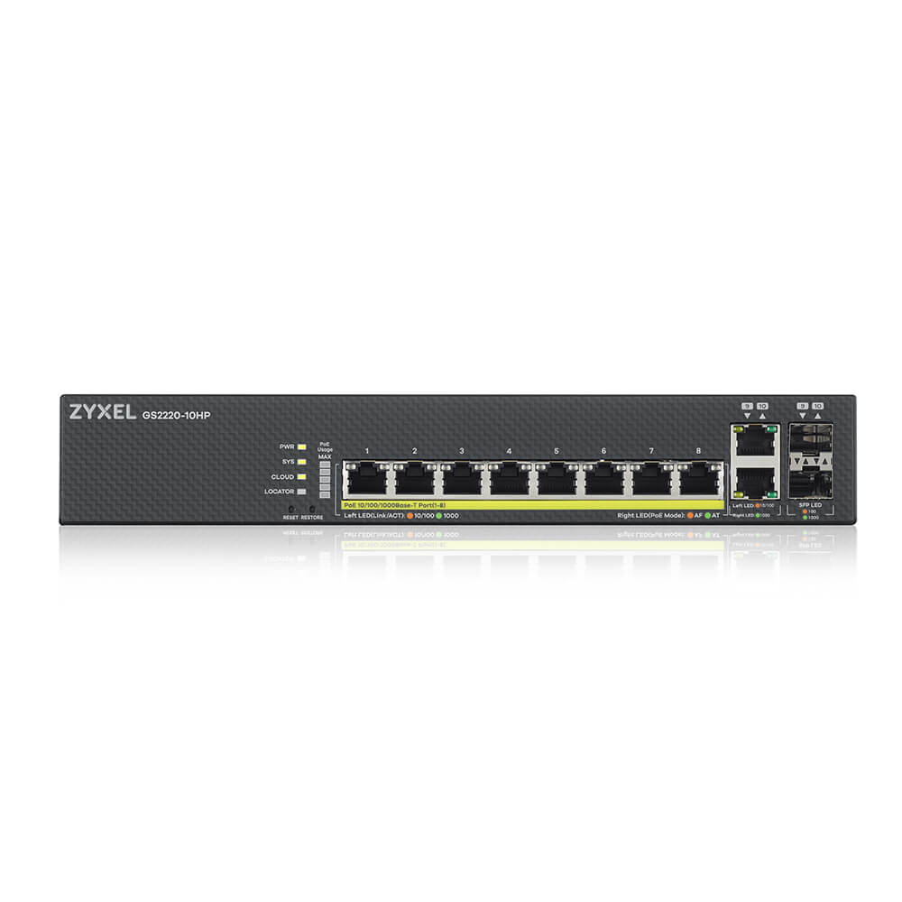 ZYXEL GS2220-10HP 8port GbE L2 Switch, 1 GbE Uplink, PoE 