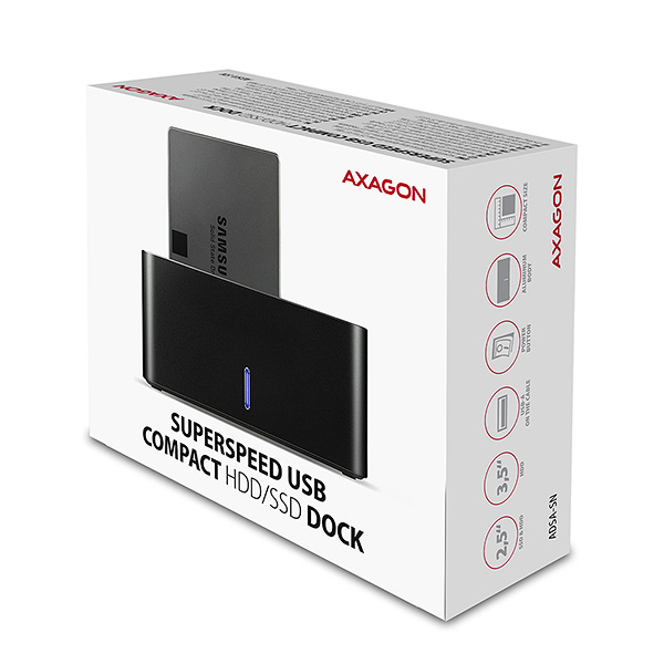 AXAGON ADSA-SN, USB 3.2 Gen1 - SATA 6G, 2.5"/ 3.5" HDD/ SSD dokovacia stanica 