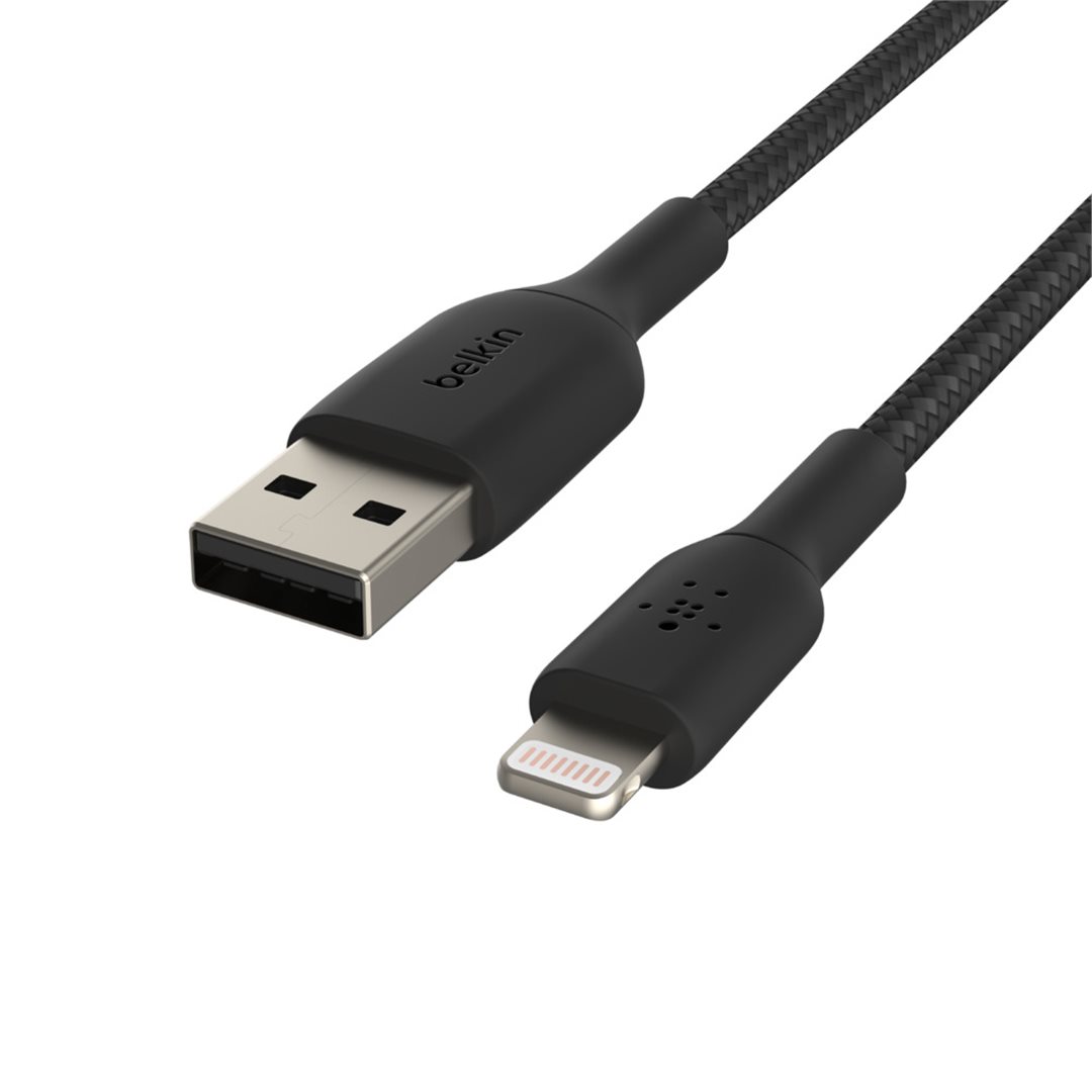 BELKIN kabel oplétaný USB-A - Lightning, 2m, černý 