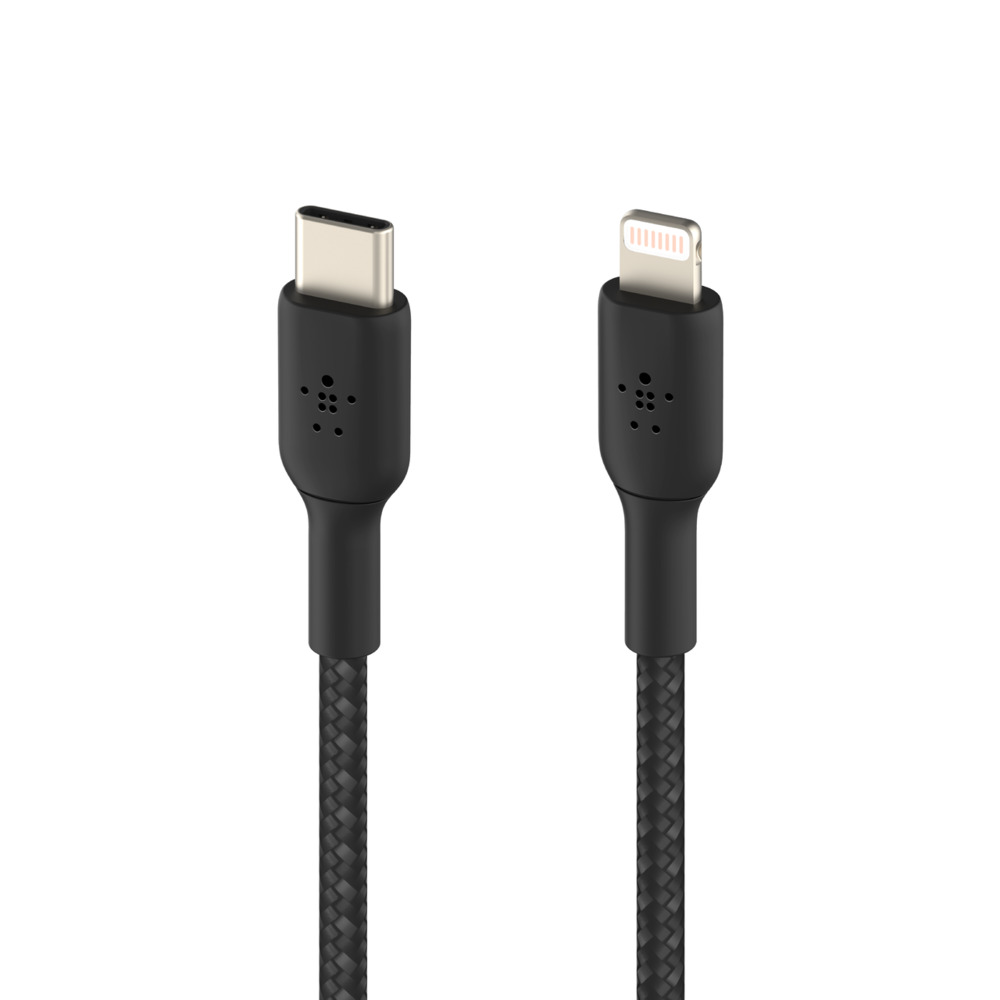 BELKIN kábel opletaný USB-C - Lightning, 1m, čierny 