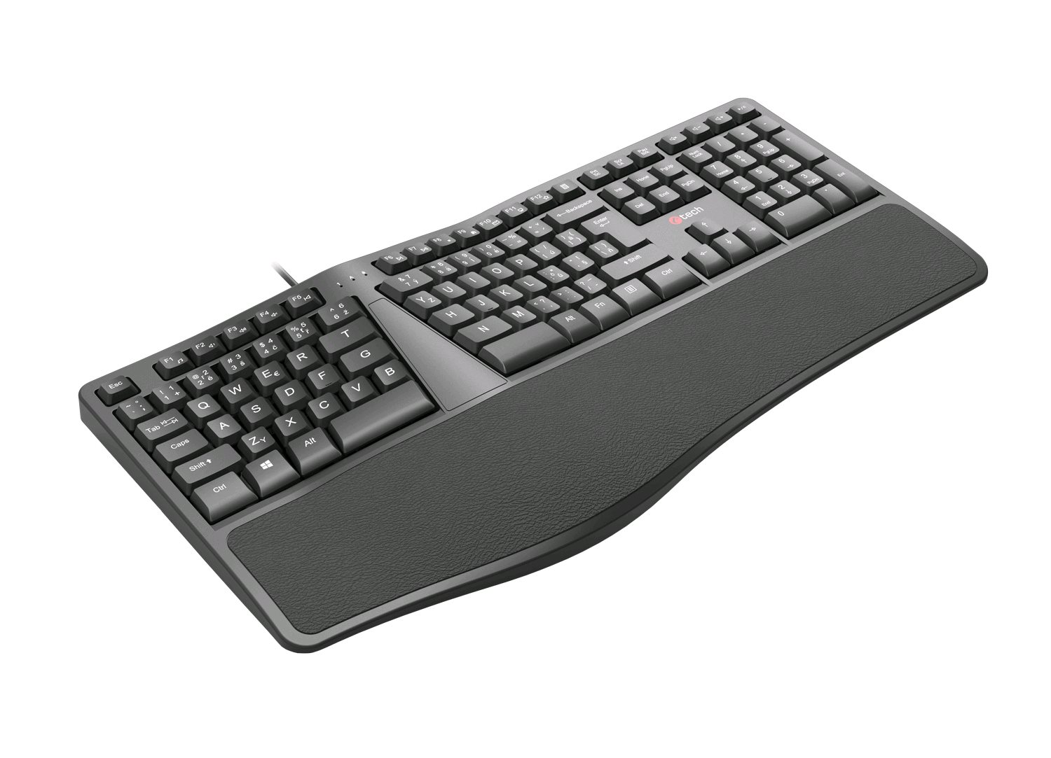 Klávesnica C-TECH KB-113E USB, ERGO, čierna, CZ/ SK 