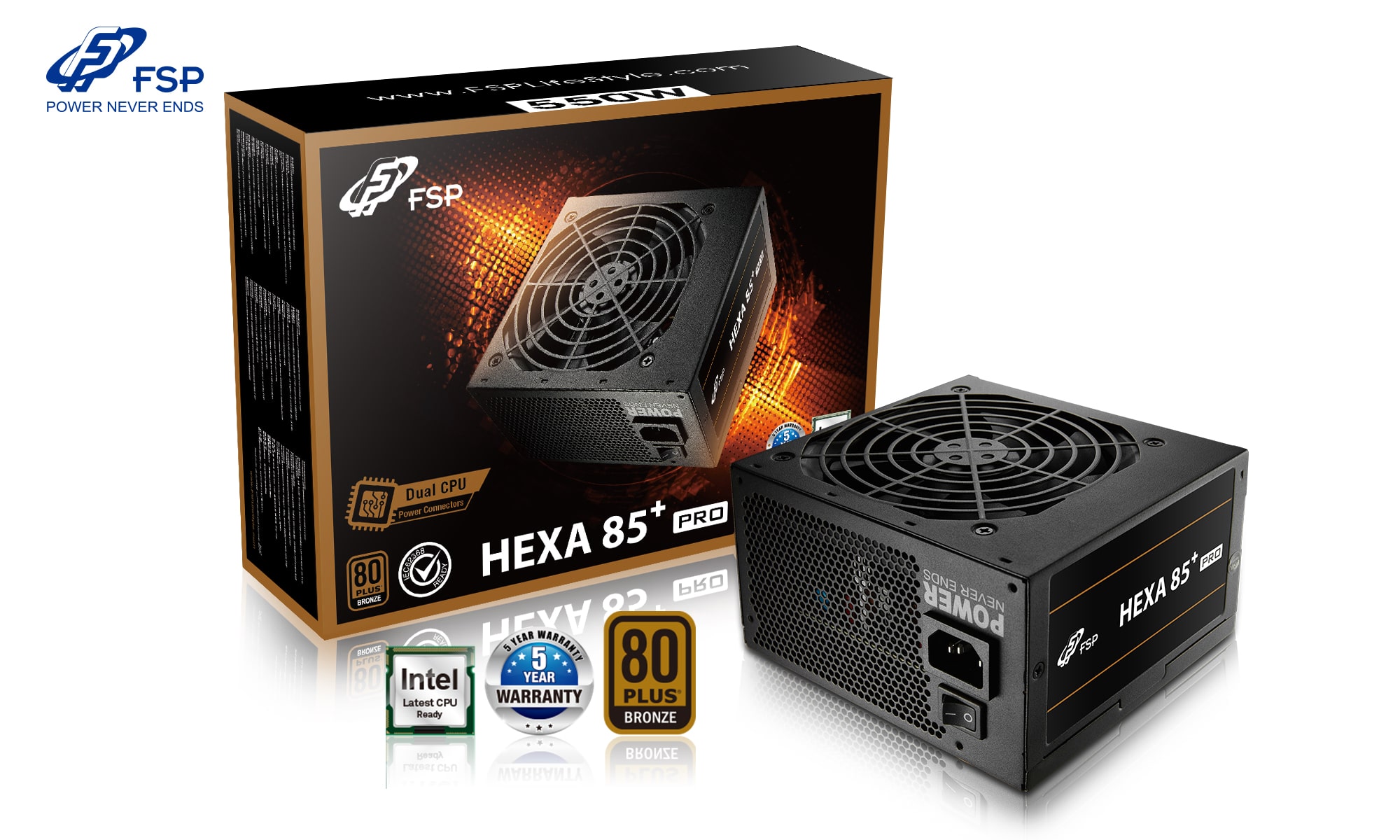 FSP HEXA 85+ PRO 550/ 550W/ ATX/ 80PLUS Bronze/ Retail
